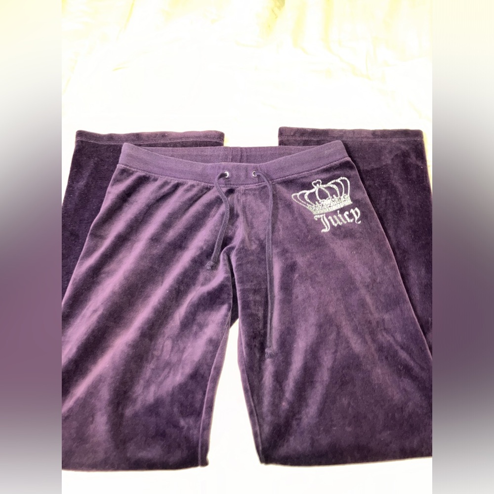 Y2K RARE JUICY COUTURE PURPLE VELOUR WIDE LEG PANTS